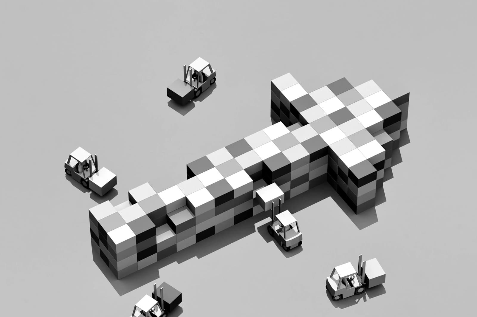 Arrow made out of blocks