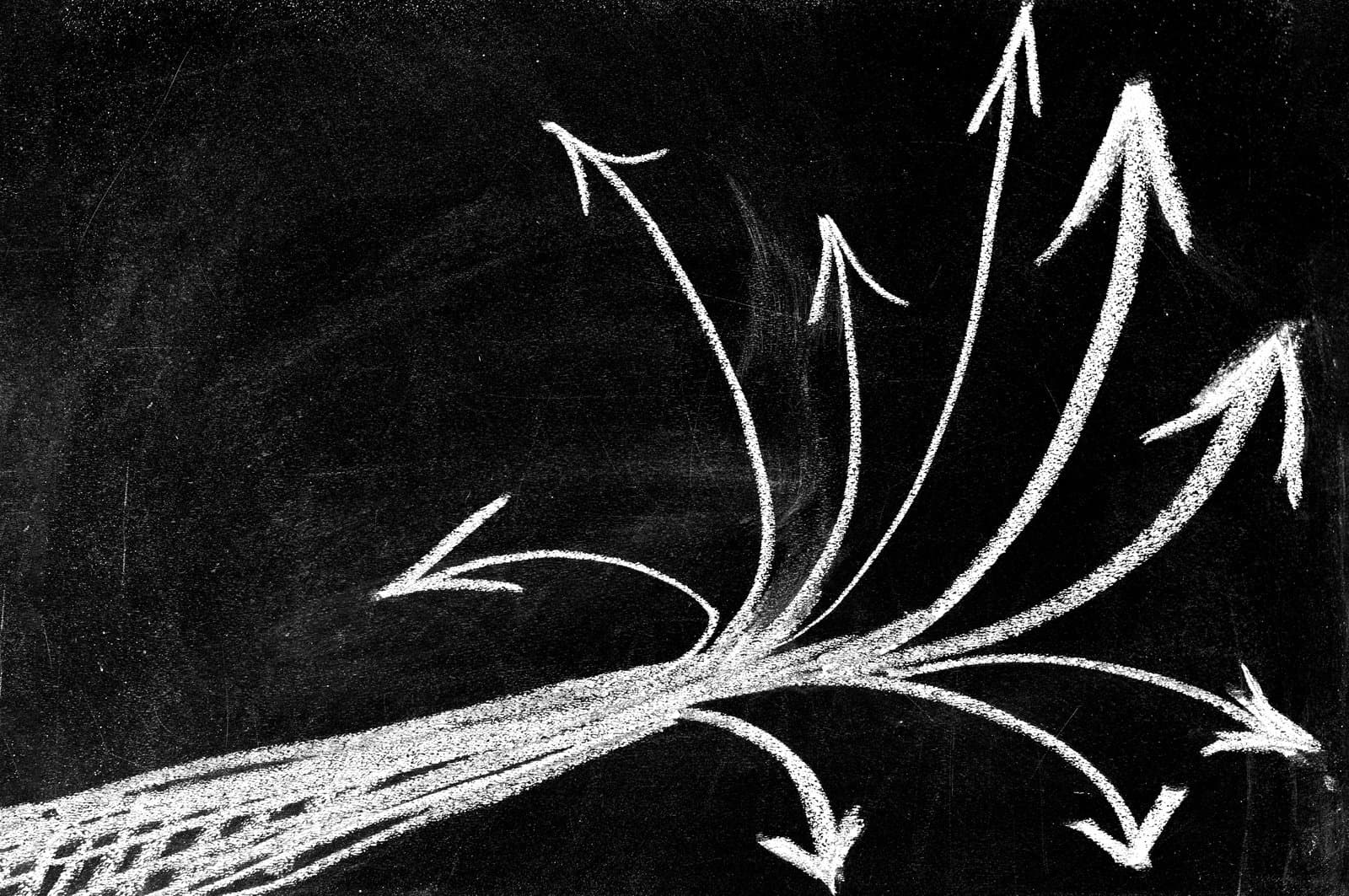 Chalk drawing of various arrows