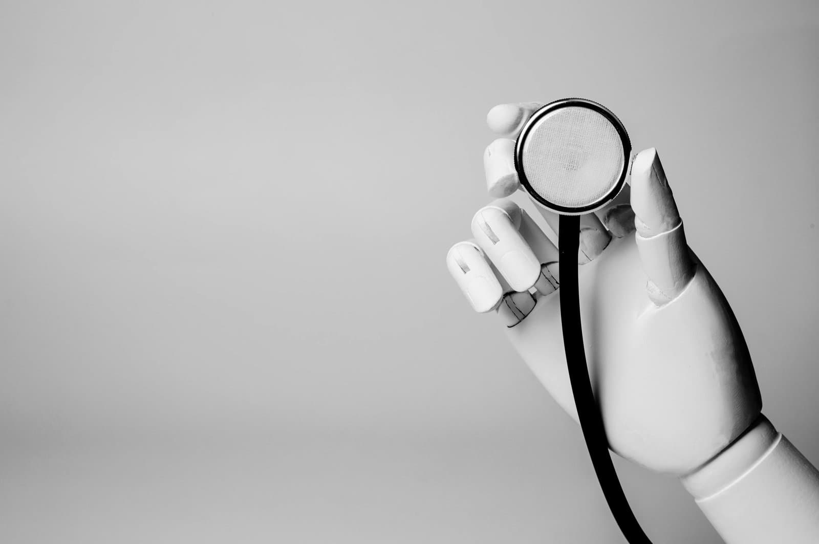 Robotic hand holding stethoscope
