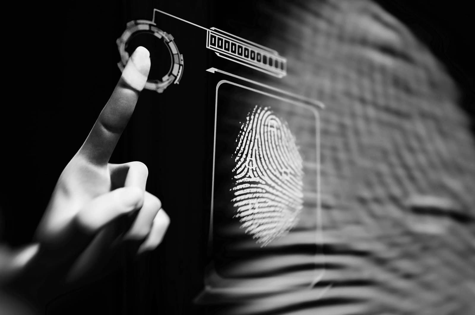 Person unlocking with fingerprint scan using biometrics
